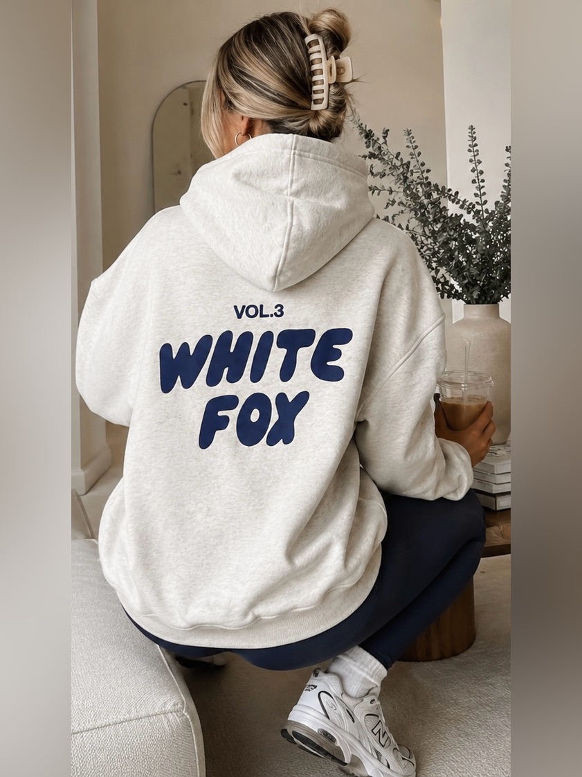 White Fox Boutique Vol. 3 Oversized Hoodie Heather Grey Blue S/M